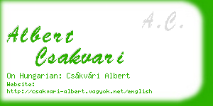 albert csakvari business card