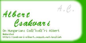 albert csakvari business card